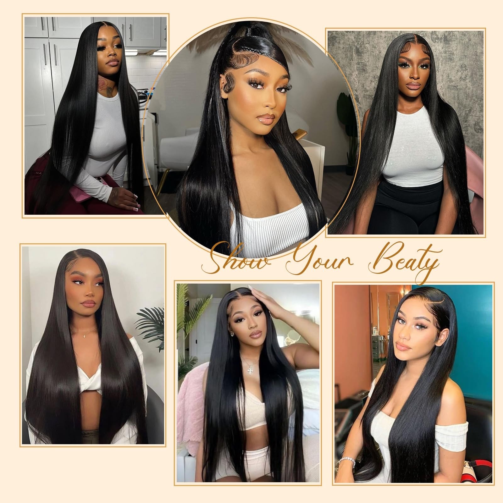 32″ 13×6 Lace Front Wig, 100% Human Hair, Pre-Plucked, Straight, HD Lace, Gluele