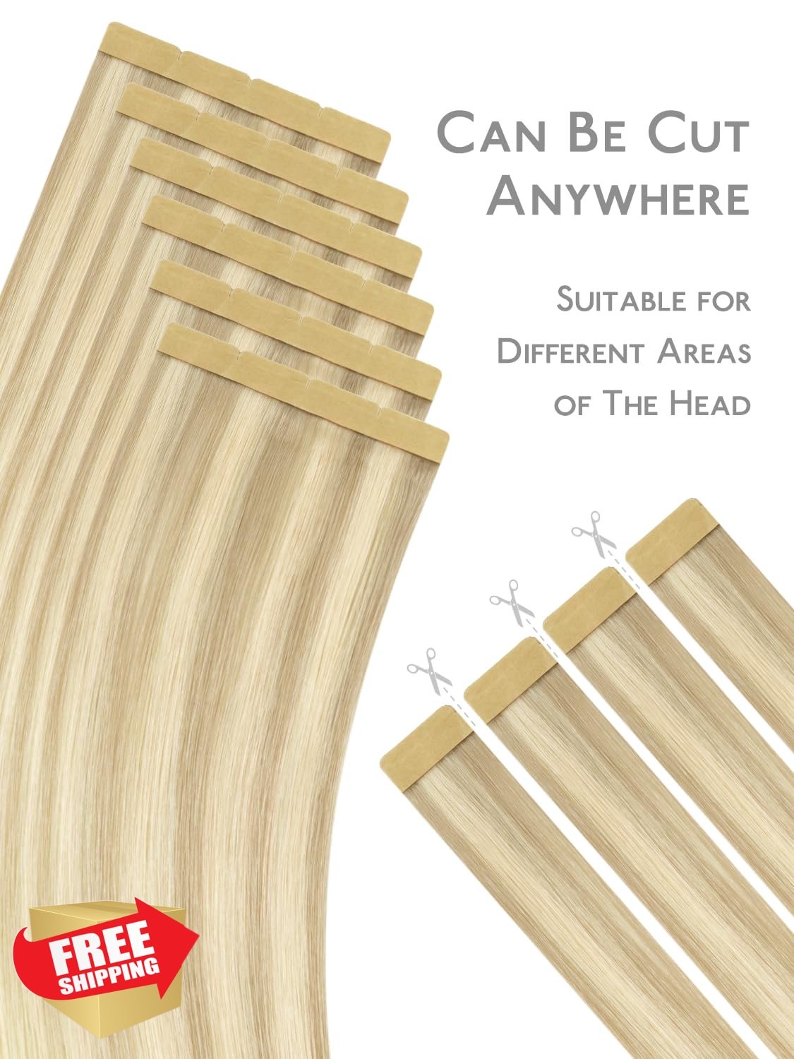 Wennalife 8cm 14″ Ombre Ash Gold Platinum Tape In