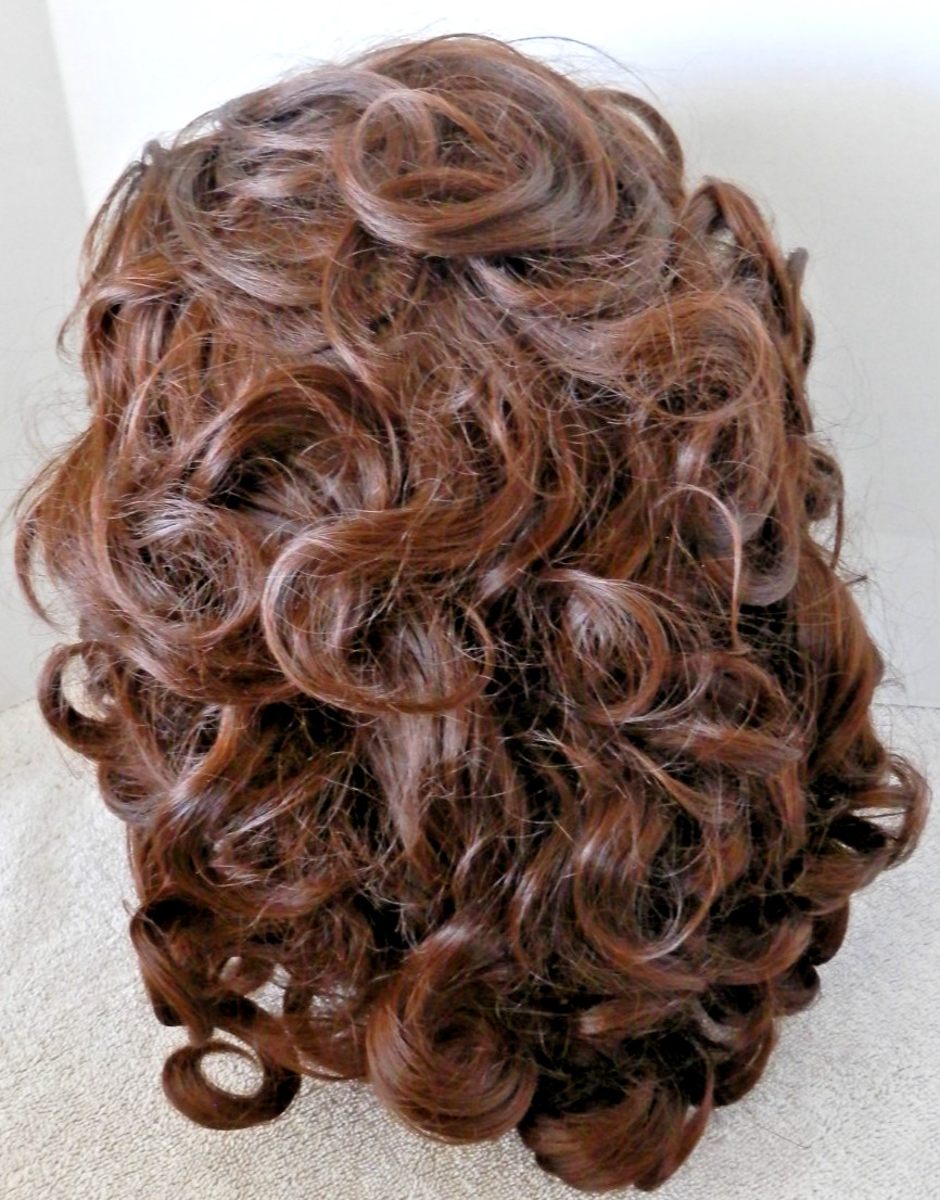 Vintage Elura 100% Monsanto Dark Brown Curly Shoulder Length Woman’s Wig