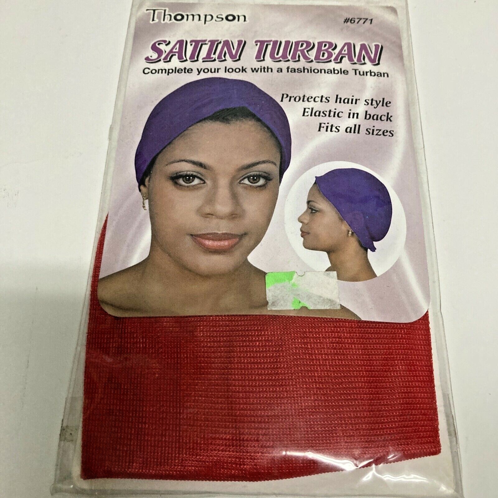THOMPSON SATIN TURBAN FITS ALL SIZE # 6771 COLOUR: RED