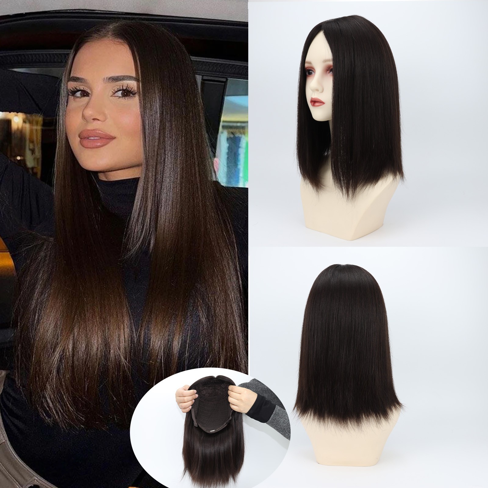 Woman Real Human Hair Jewish Wig Silk Base Sheitel Hand Tied Silk Top Kosher Wig