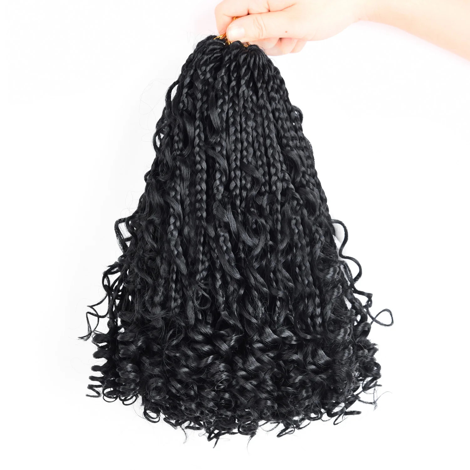 Synthetic Boho Goddess Box Braids Crochet Hair With Curl Ends Hair Extensions