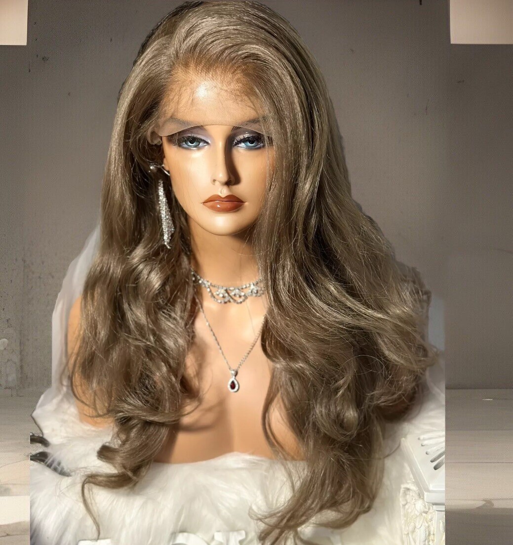 STUNNING! 28” NEW NATURAL LIGHT BROWN W/HIGHLIGHTS,WHOLE LACE TOP, FREE PART WIG