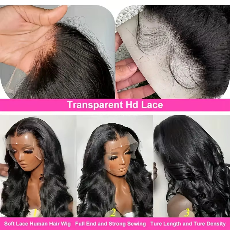 200 Density Body Wave Lace Front Wig Human Hair 13×6 13×4 Transparent….