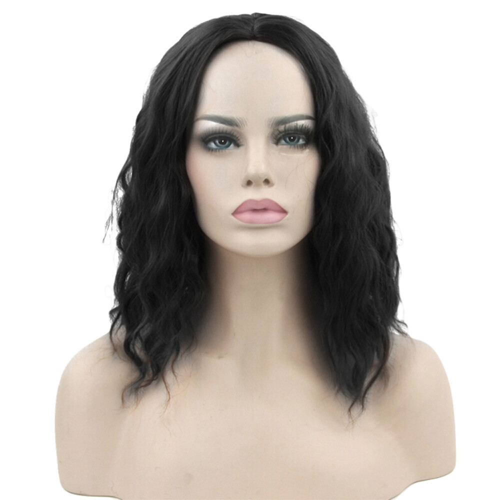 Curly Women Wig Short Black for Cosplay Party and Everyday Wear