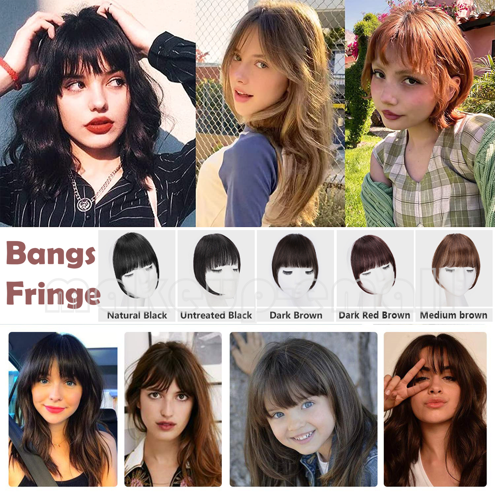 Clip in Remy Thick Bangs Neat Fringe Hairpiece 100% Real Human Hair Extensions