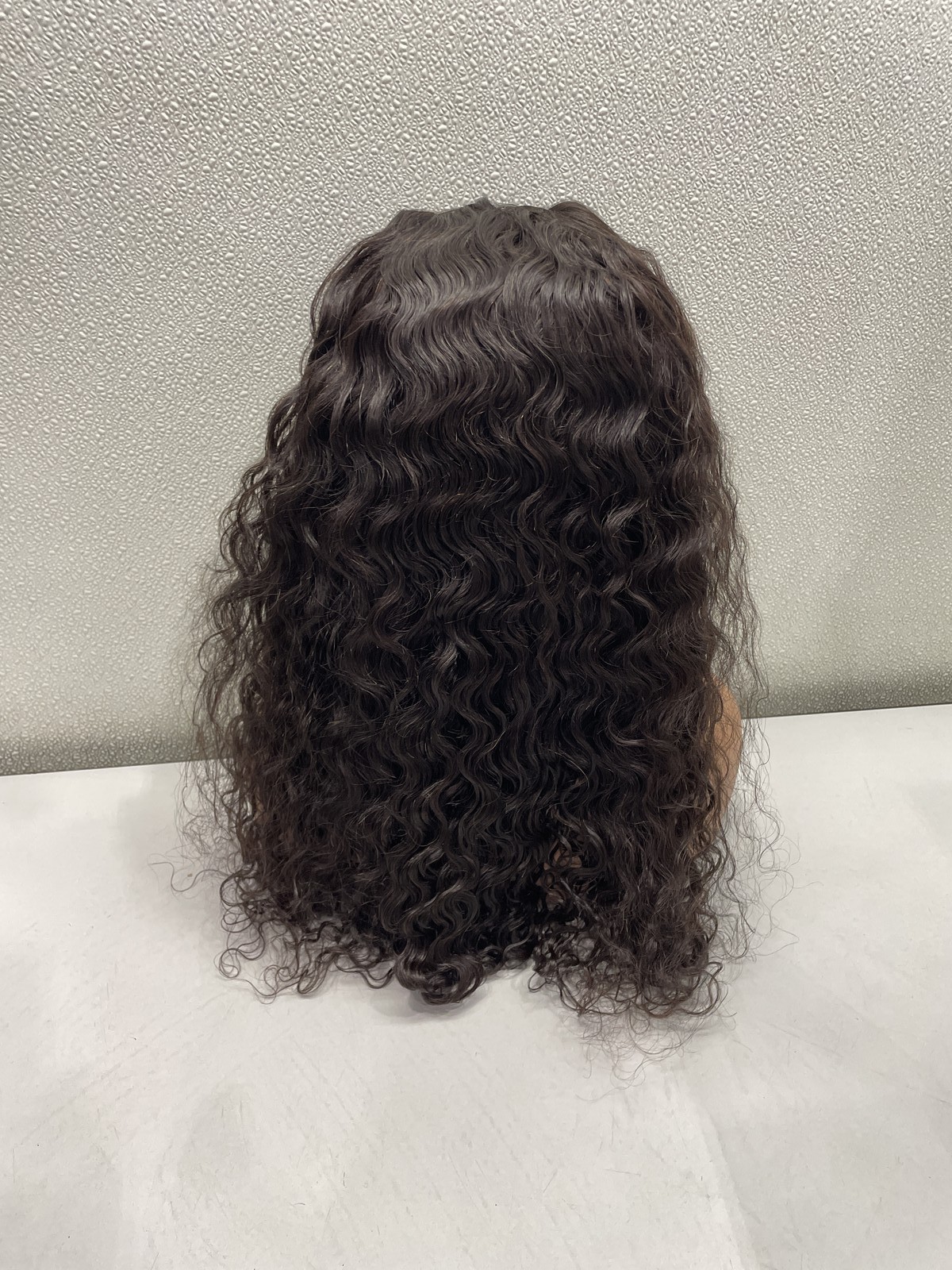 Natural Black Water Wave Human Hair Blend 13×4 Lace Front 180% Density Wig, 20″