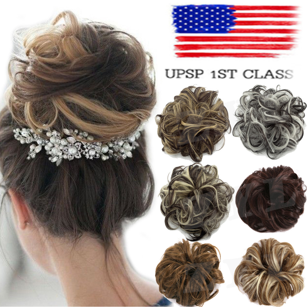 Synthetic Hair Elastic Scrunchie Bun Wrap For Wave Curly Hair Chignon Ponytail U