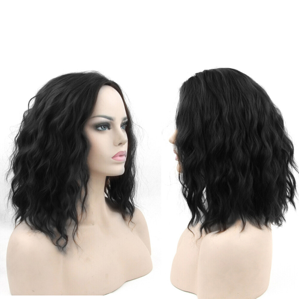 Curly Women Wig Short Black for Cosplay Party and Everyday Wear