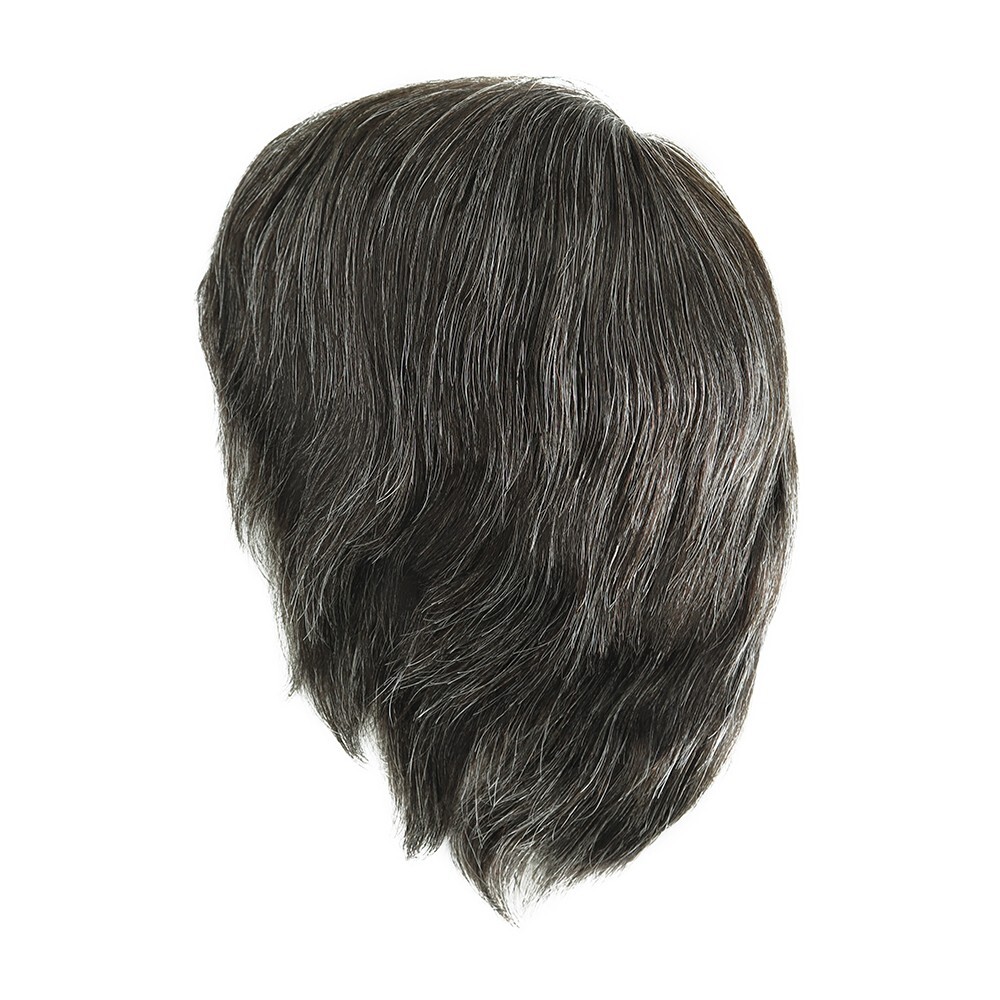 Mens Human Hair Wigs Full Thin Skin Wigs Human Hair System Medium Size 6” #1B30