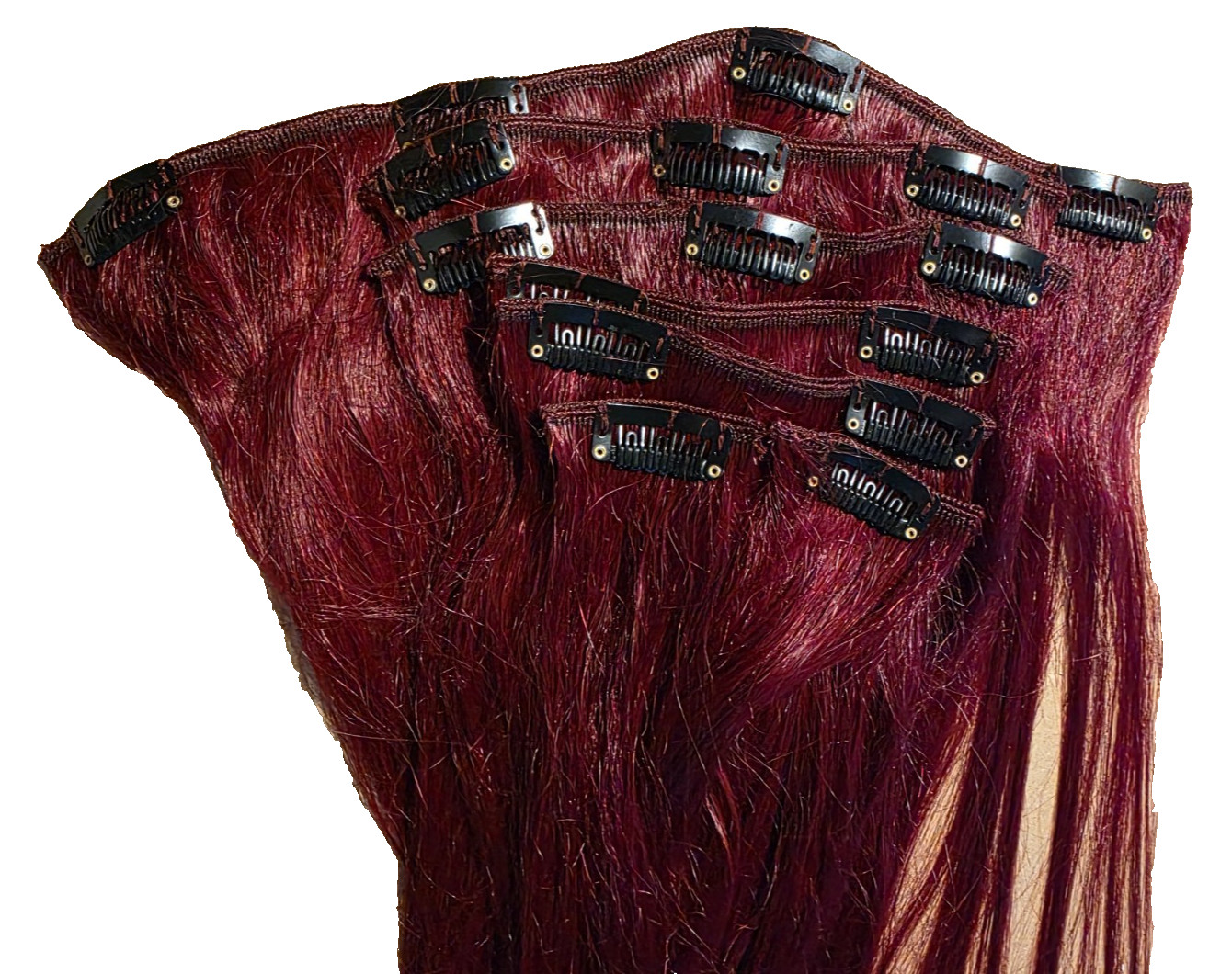 Burgundy Clip in Hair Extensions Full Shine Remy Human Hair 26 Inch 120g 7Pcs