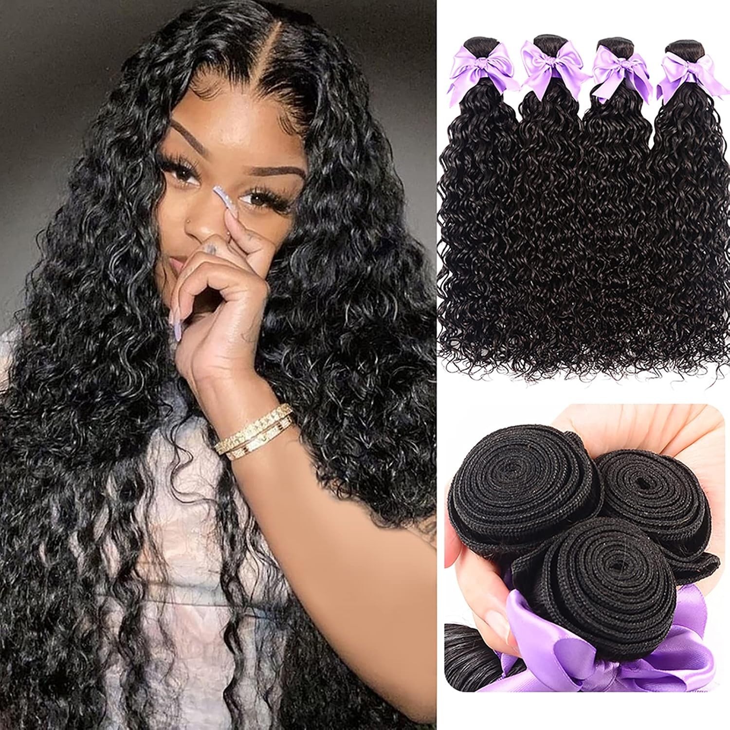 Brazilian Virgin Water Wave Human Hair Bundle Set