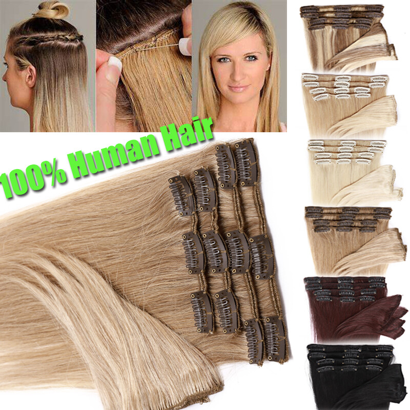 AAA+ 100% Real Remy Human Hair Clip In Full Head Extensions 8-24Inch Caramel US6