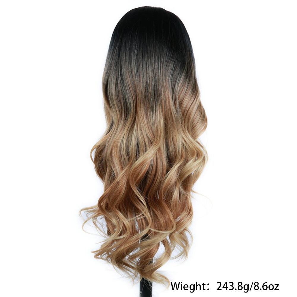 US 1 Pack 23″ Golden Brown to Gold Ombre Long Curly Blonde Wig Synthetic Hair