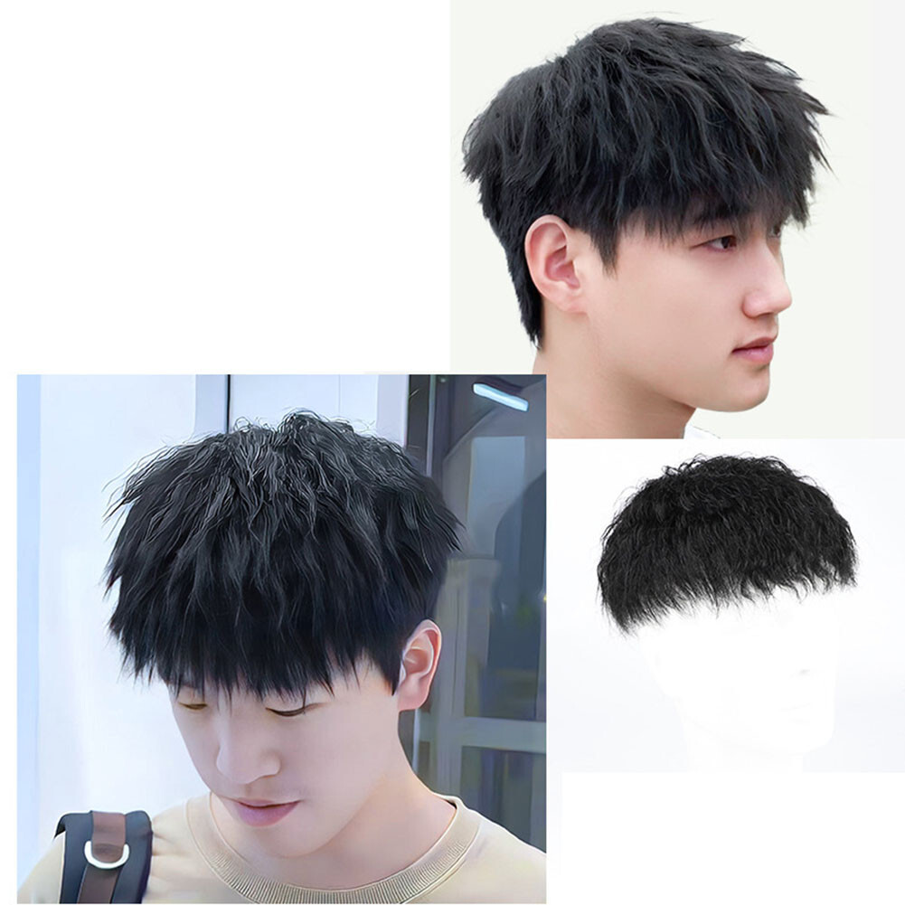 Men’s Short Curly Toppers Hairpiece Real Human Hair Clip in Tape Hair Pieces Wig