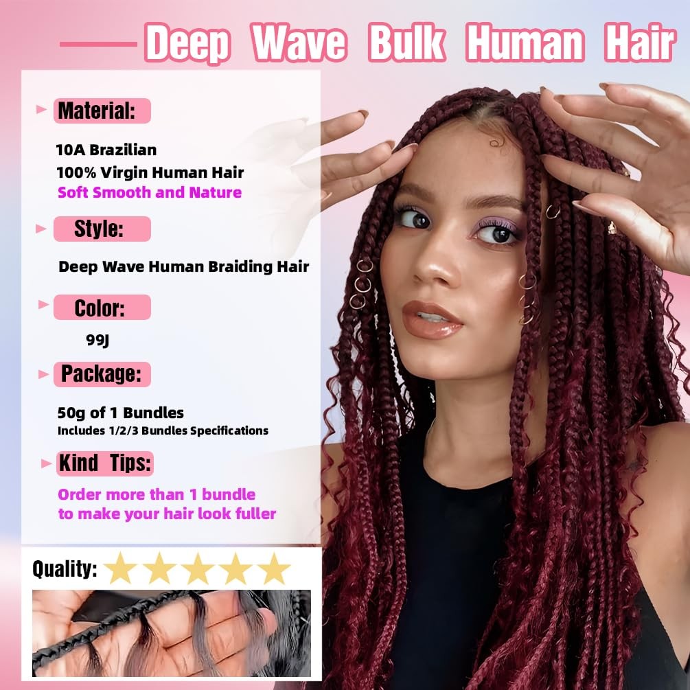 Magichouse Human Braiding Hair 1 Bundle 50G 16 Inch Boho Braids Human Hair 10A