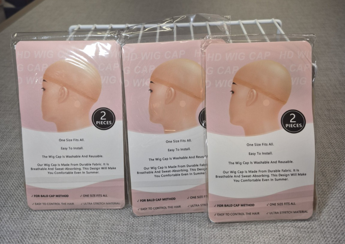 3 pkgs HD Wig Cap for Lace Front Wig Breathable One Size Fits All (6 caps total)
