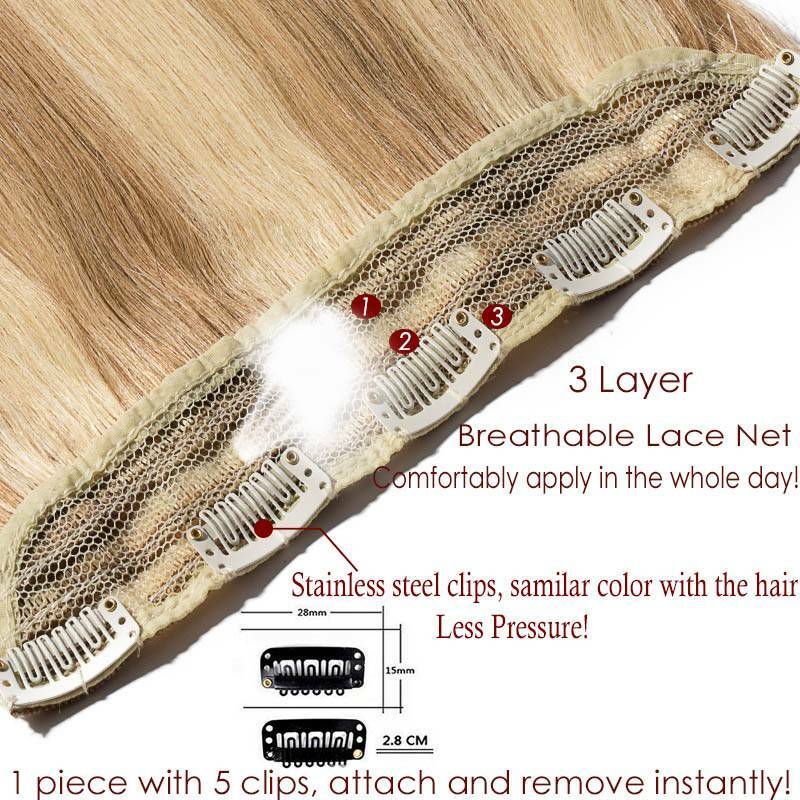 US AAA Luxury Clip in one piece Real Human Remy Hair Extensions Half Full Head