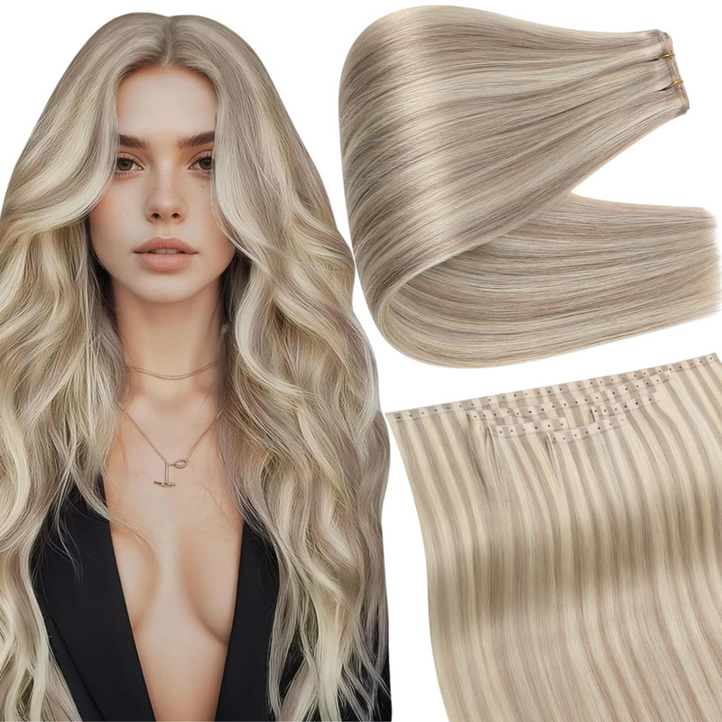 Full Shine Butterfly Weft Hair Extensions 24 Inch 100G 5 Pcs Ash Blonde