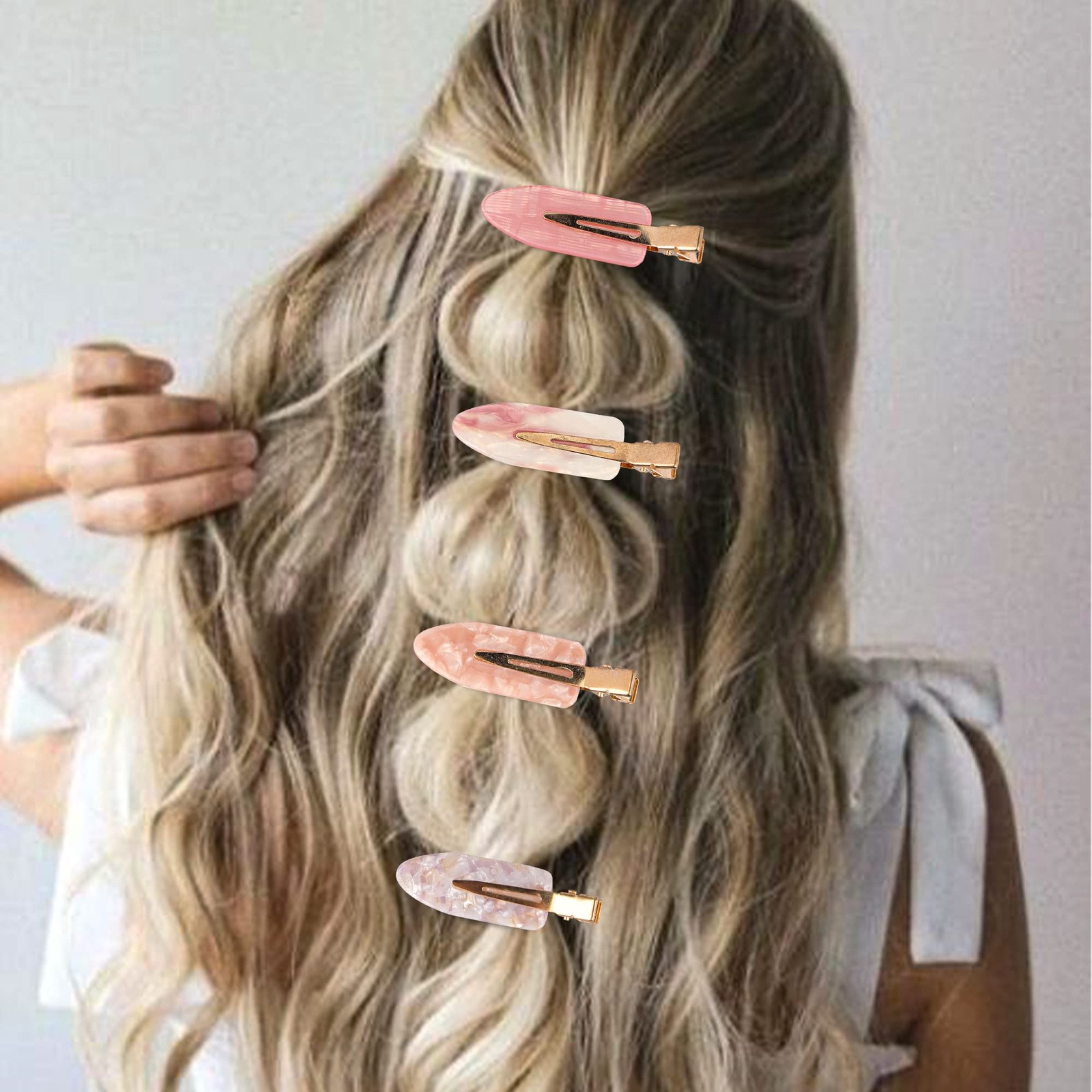 Magicsky 10PCS No Bend Hair Clips for 10 Count (Pack of 1), Opal Pink