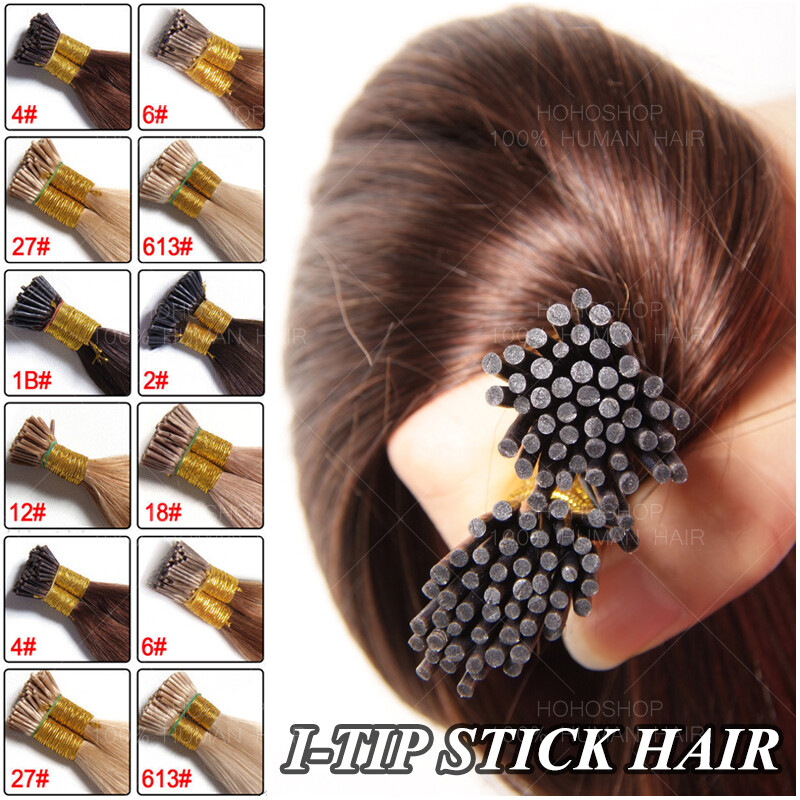1G Russian Remy Human Hair Extensions I Tip Stick Micro Ring Beads Pre bonded US