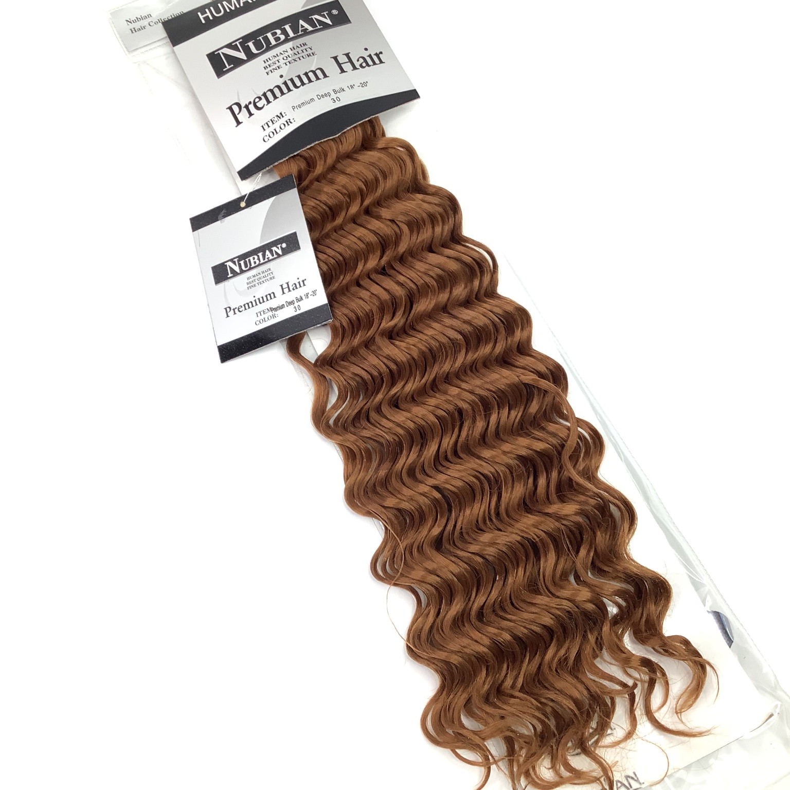 NUBIAN Premium Hair Extensions Human Hair Deep Bulk 18-20″ Color 30