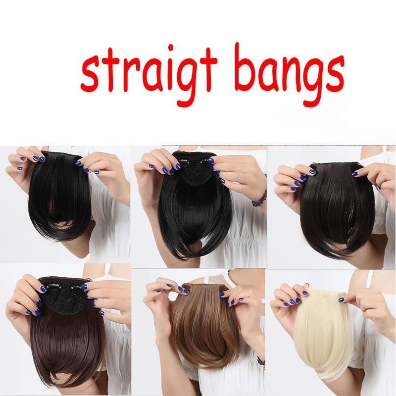 Clip in Bangs Fake Hair Extension False Hair Piece Clip on Front Neat Bang lk