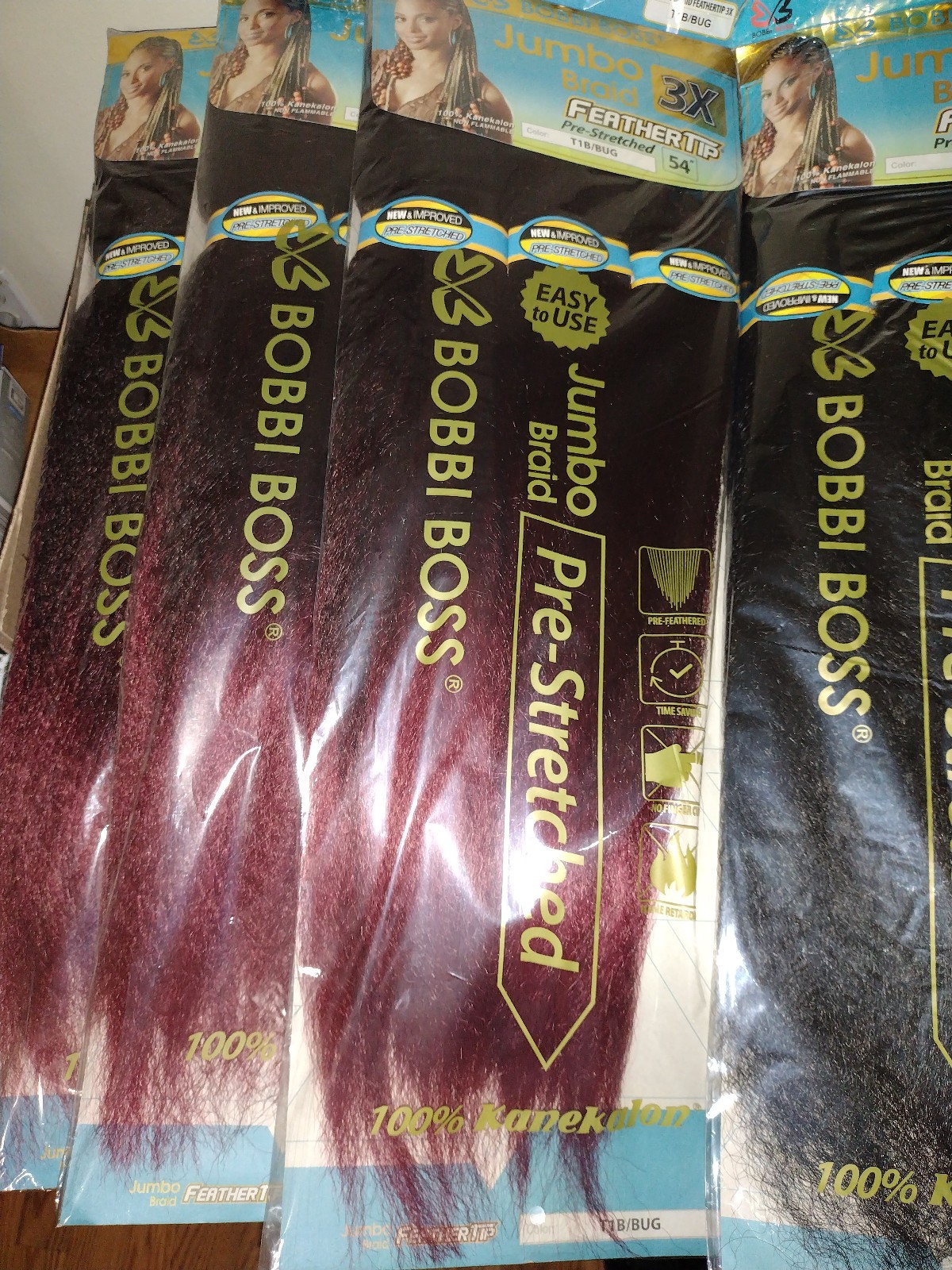 Lot of 12 BOBBI BOSS BRAIDING HAIR 100% KANEKALON JUMBO BRAID 9Black&3 Black/Red
