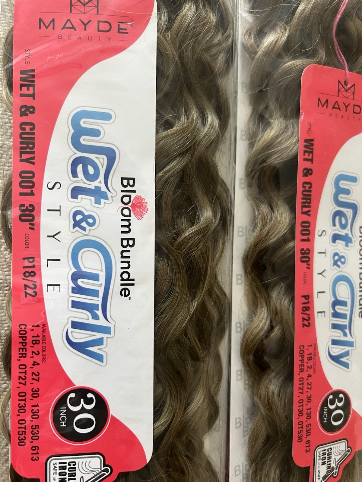 Mayde Beauty Bloom Bundle Weaving WET & CURLY 001 24” 2 Packs Ashe Latte Color