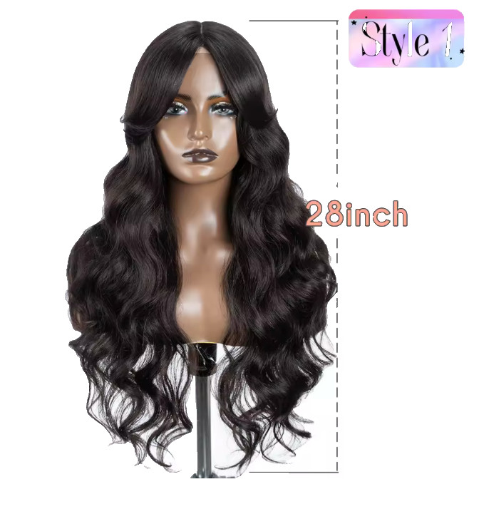 28″ Ombre Blonde Lace Front Wig Long Wavy Synthetic Wig with Butterfly Bangs