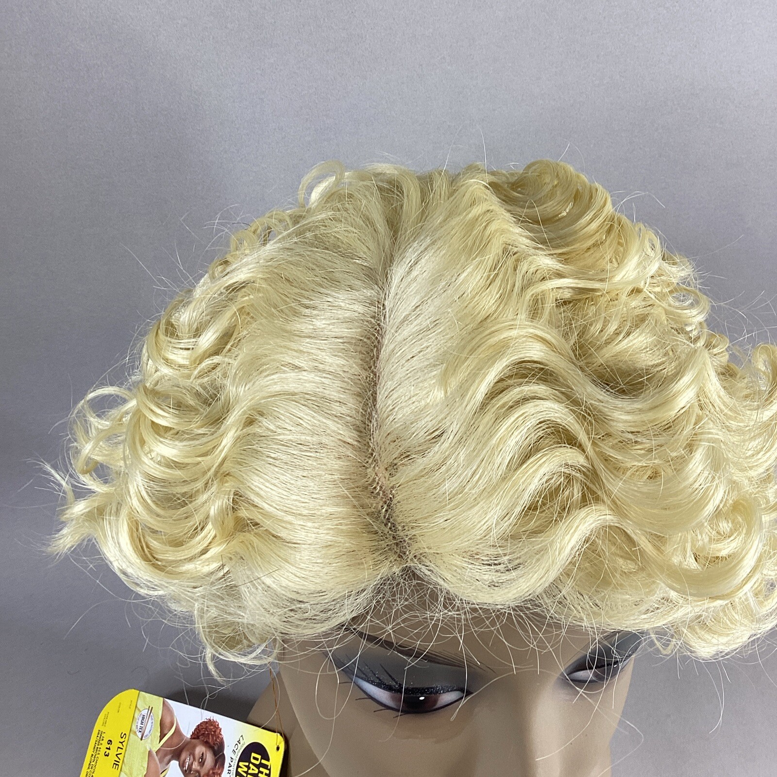 Sylvie Short Wavy #613 Platinum Blonde Premium Synthetic Lace Part Wig