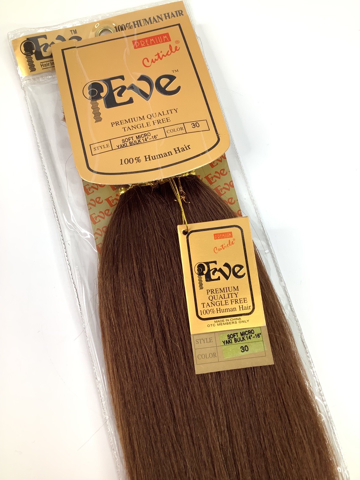 Eve 100% Human Hair Extensions Soft Micro Yaki Bulk 14″-16″ Color 30 Tangle Free
