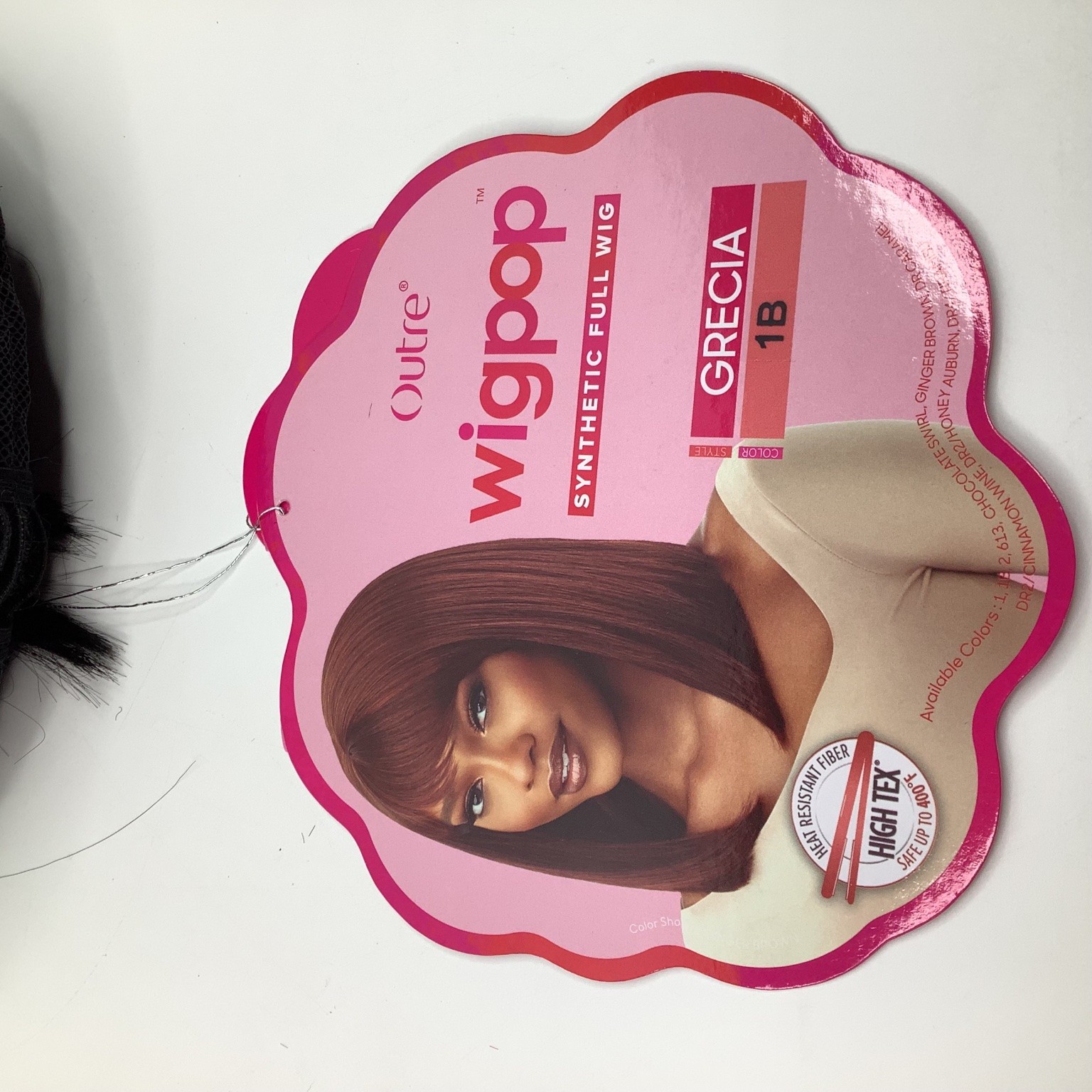 Outre wigpop Grecia Synthetic Full Wig 1B Off Black Straight Bob Bangs