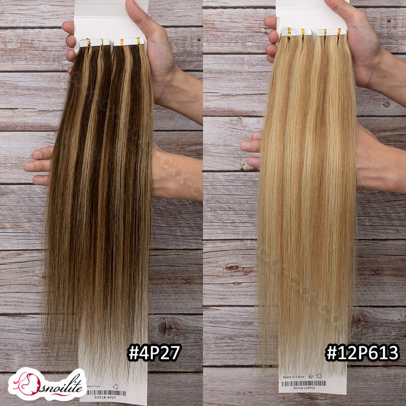 Seamless Tape In Human Hair Extensions Skin Weft Russian Hair Full Head 10-80pcs