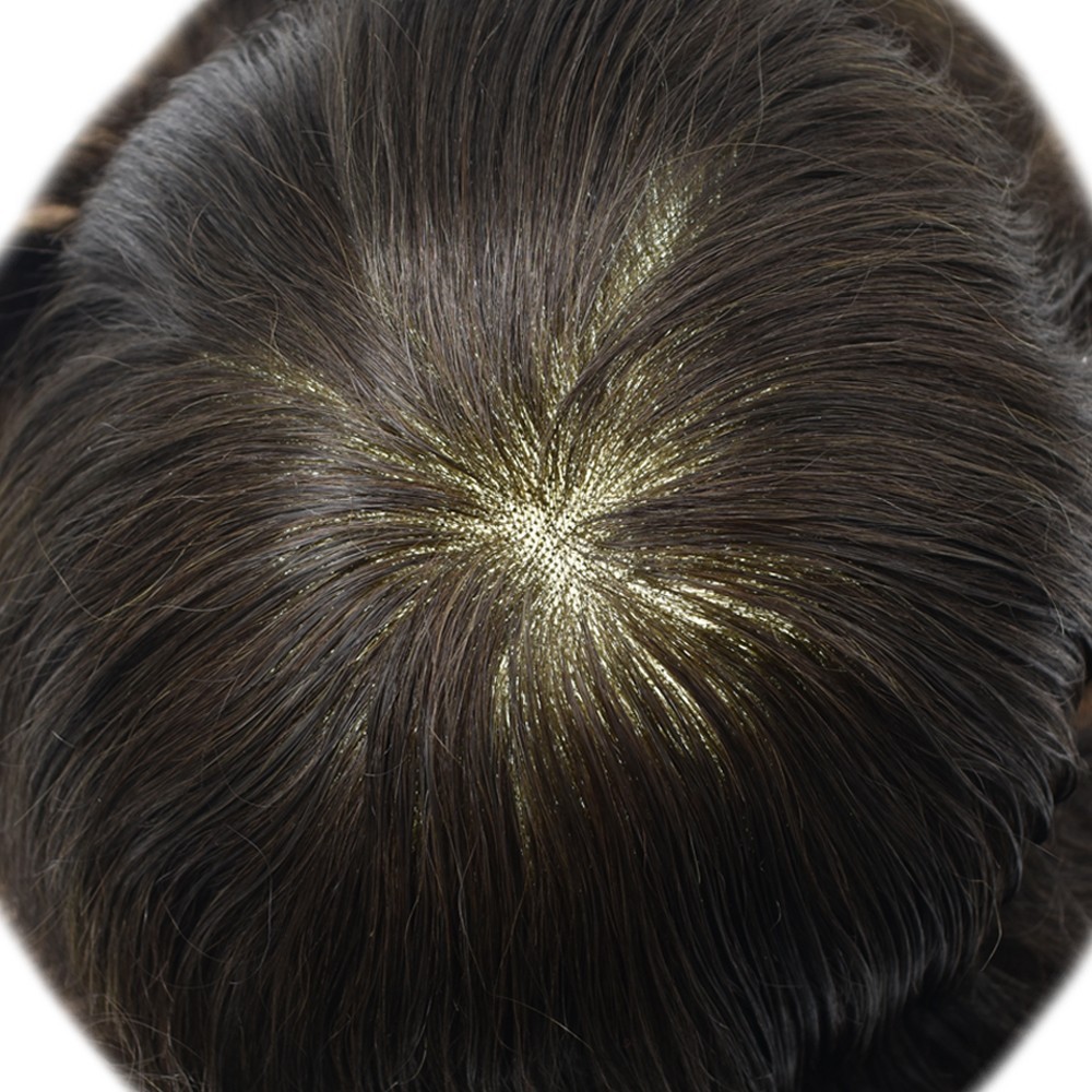 Mens Toupee Hairpiece Fine Mono Hair System for Men Wig Poly Skin Mens Hair Unit