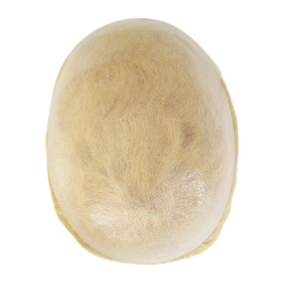 Mens Toupee Human Hair Replacement System Ultra Thin Skin 90% Denisty Hairpieces