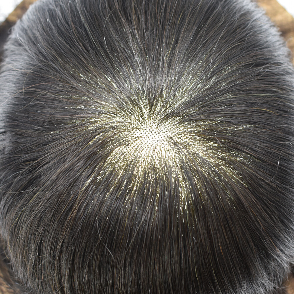 Mens Toupee Hairpiece Fine Mono Poly Human Hair Replacement System Wigs for Men