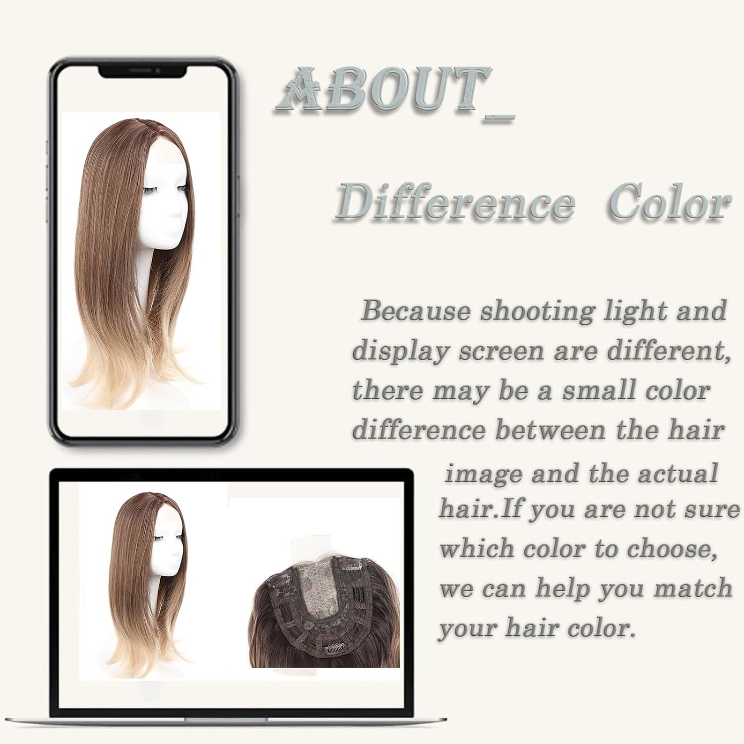 Sarah 20″ Hair Topper Brown Blonde Gradient 3 tone straight curtain bangs woman