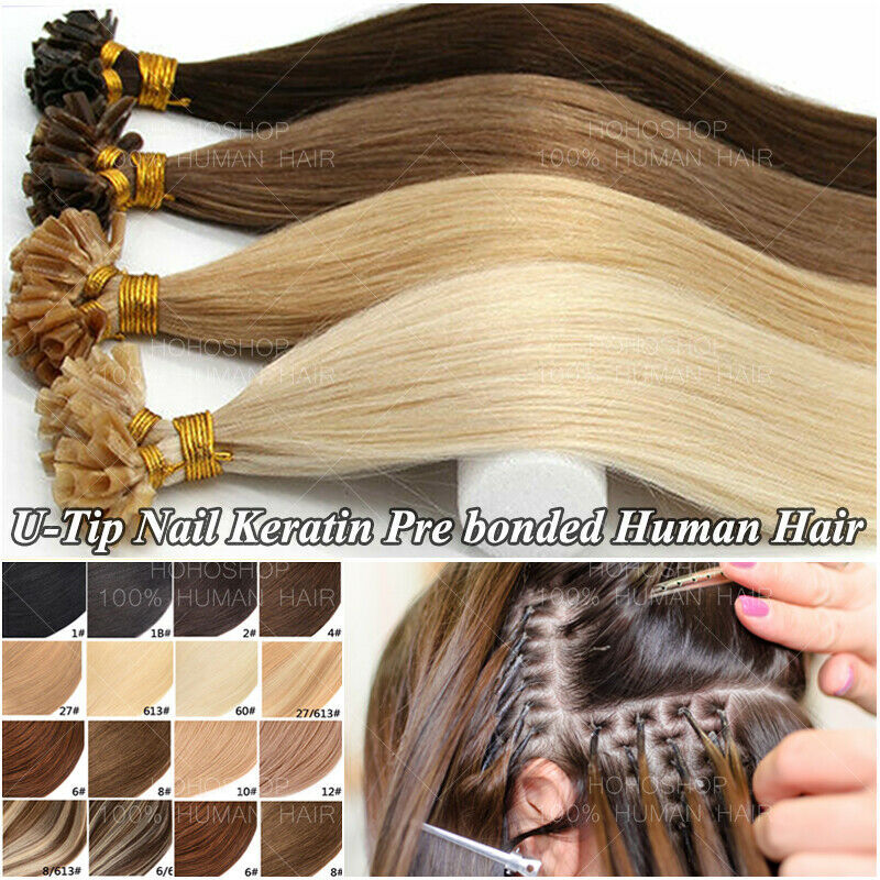 Women Fusion Remy Nail U Tip Human Hair Extensions Pre Bonded/1G/S 613 Blonde US