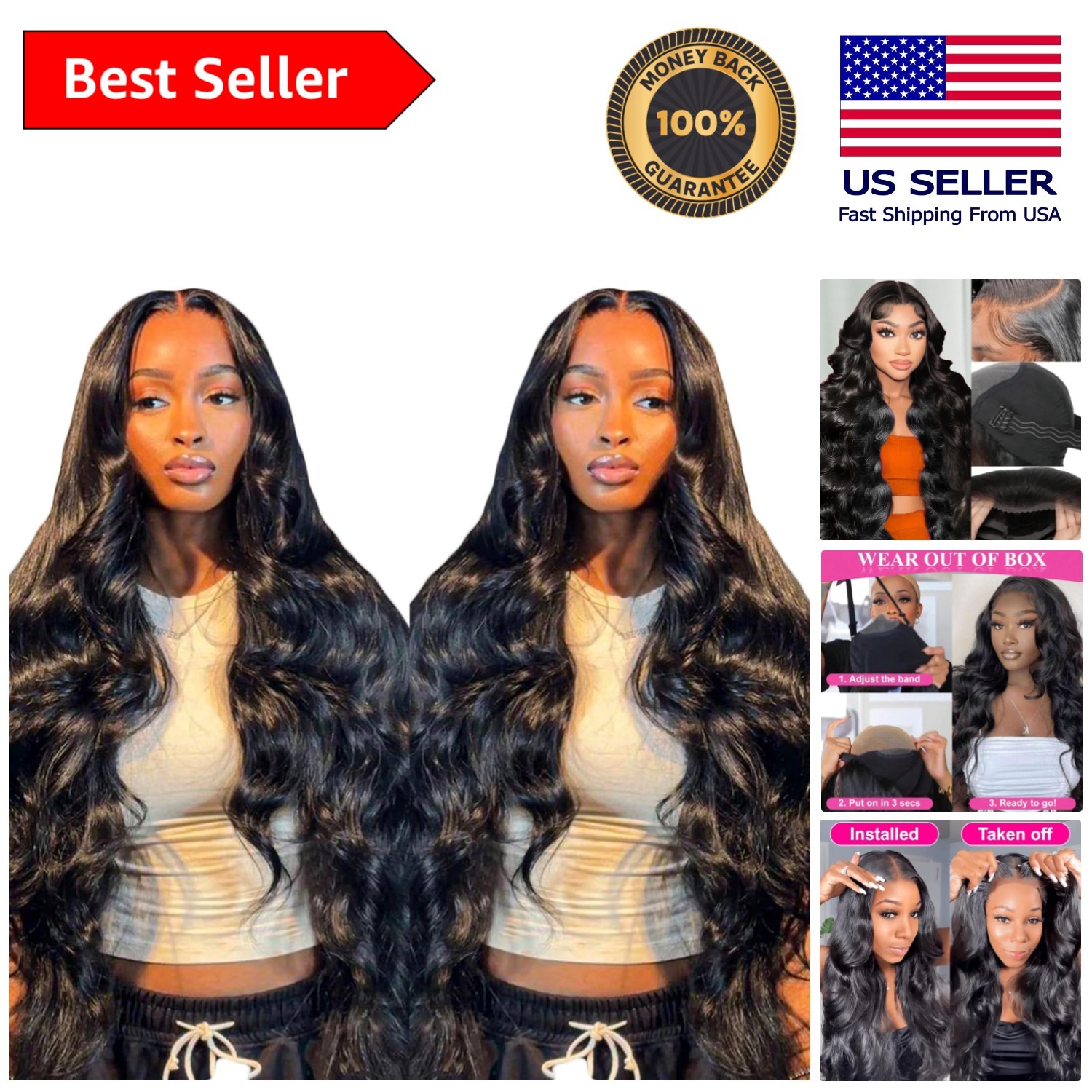 Comfortable 26 Inch Glueless Human Hair Wig with Pre-Plucked Lace – Modern Style