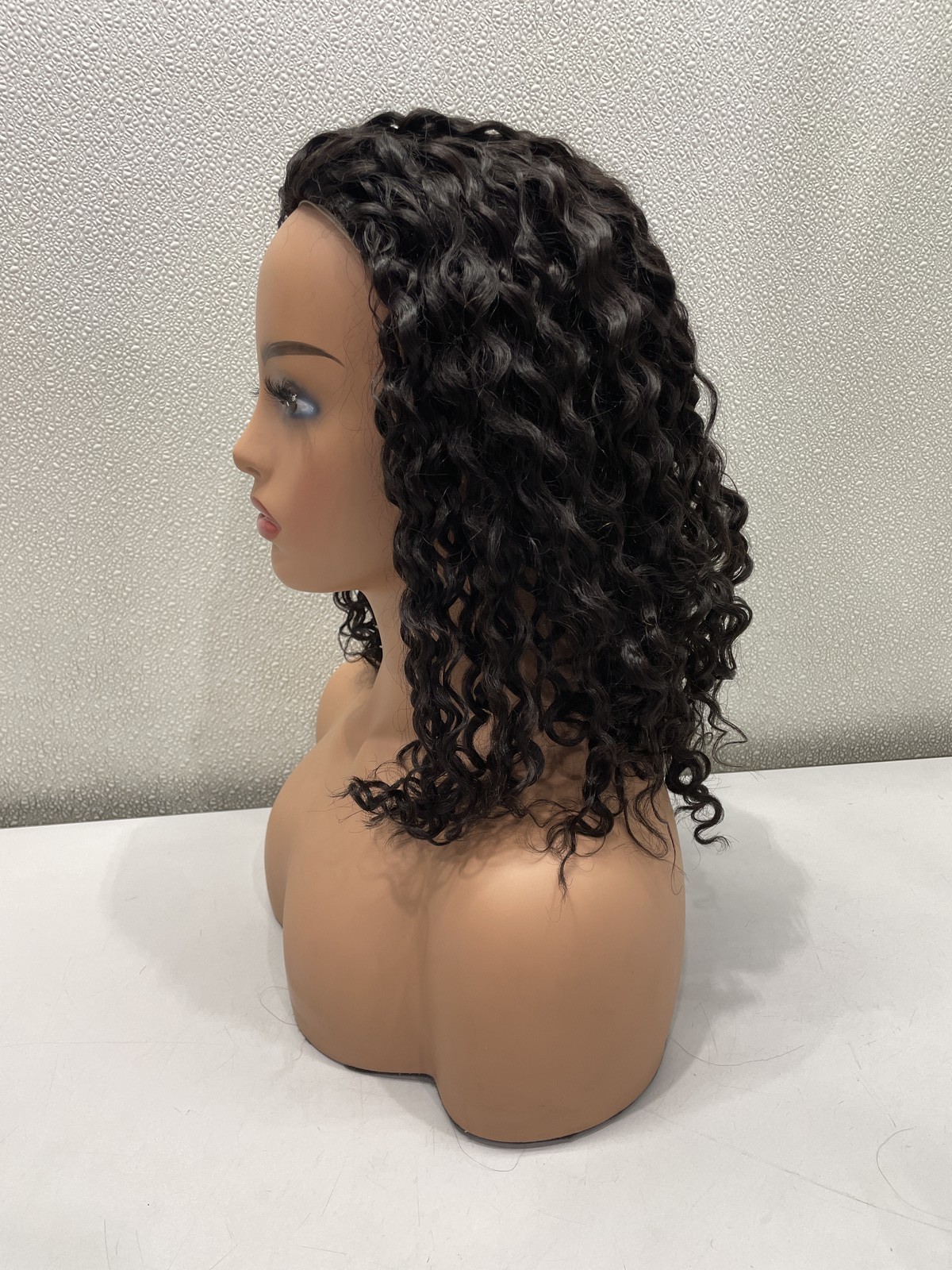 ISee Water Wave Natural Black Human Hair Half Wig 16″, Beginner Friendly