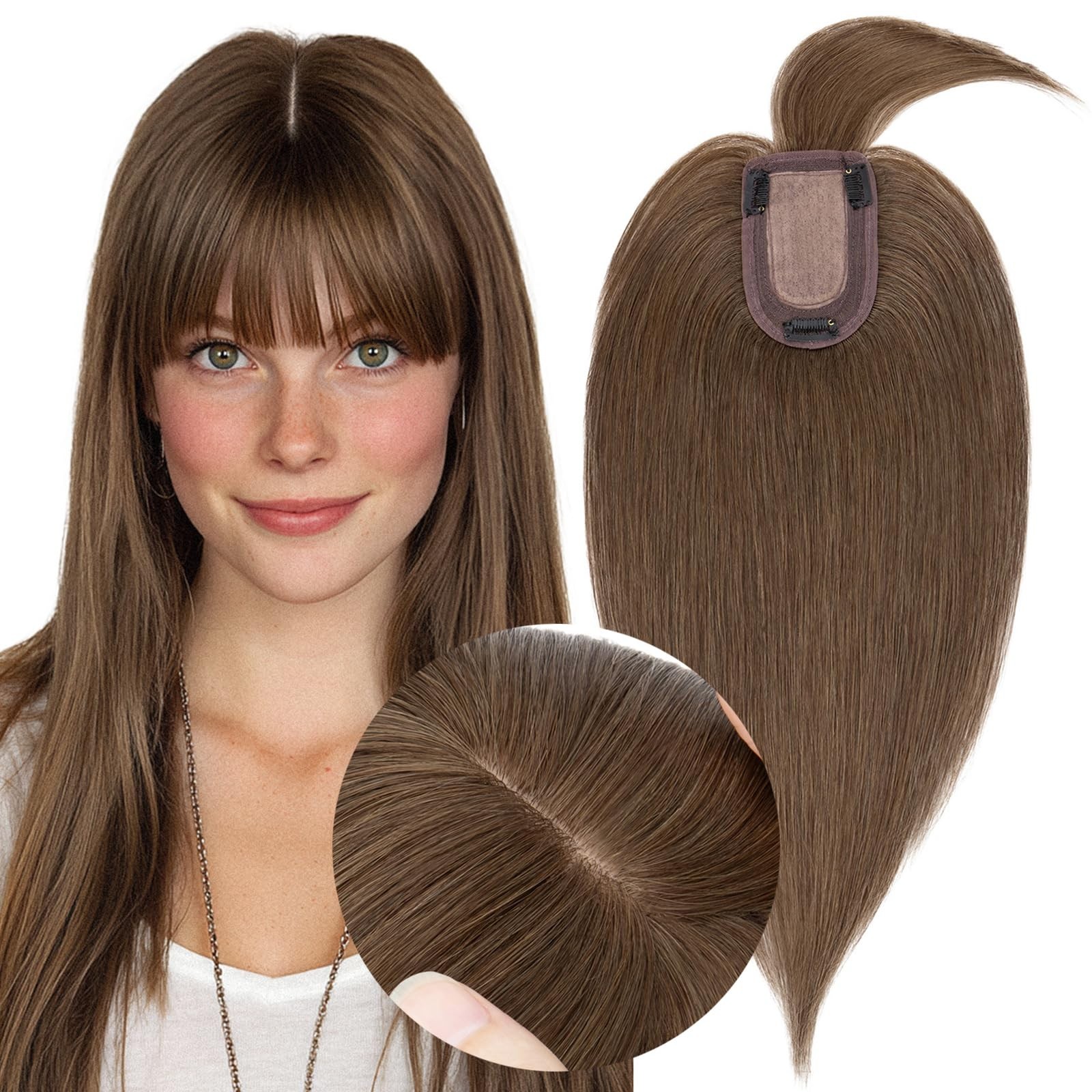 MY-LADY Human Hair Toppers for Women-150% Density 6 Inch Medium Brown-#4 New