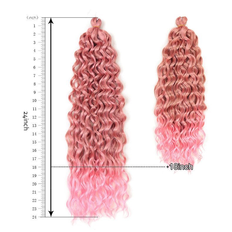 18″/24″ Deep Wave Crochet Braids Hawaii Curls Braiding Hair Extension Synthetic