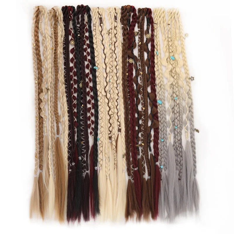Bohemian Hand Woven Synthetic Long Hair Clip Braid Wig with Decorative Easy Wear