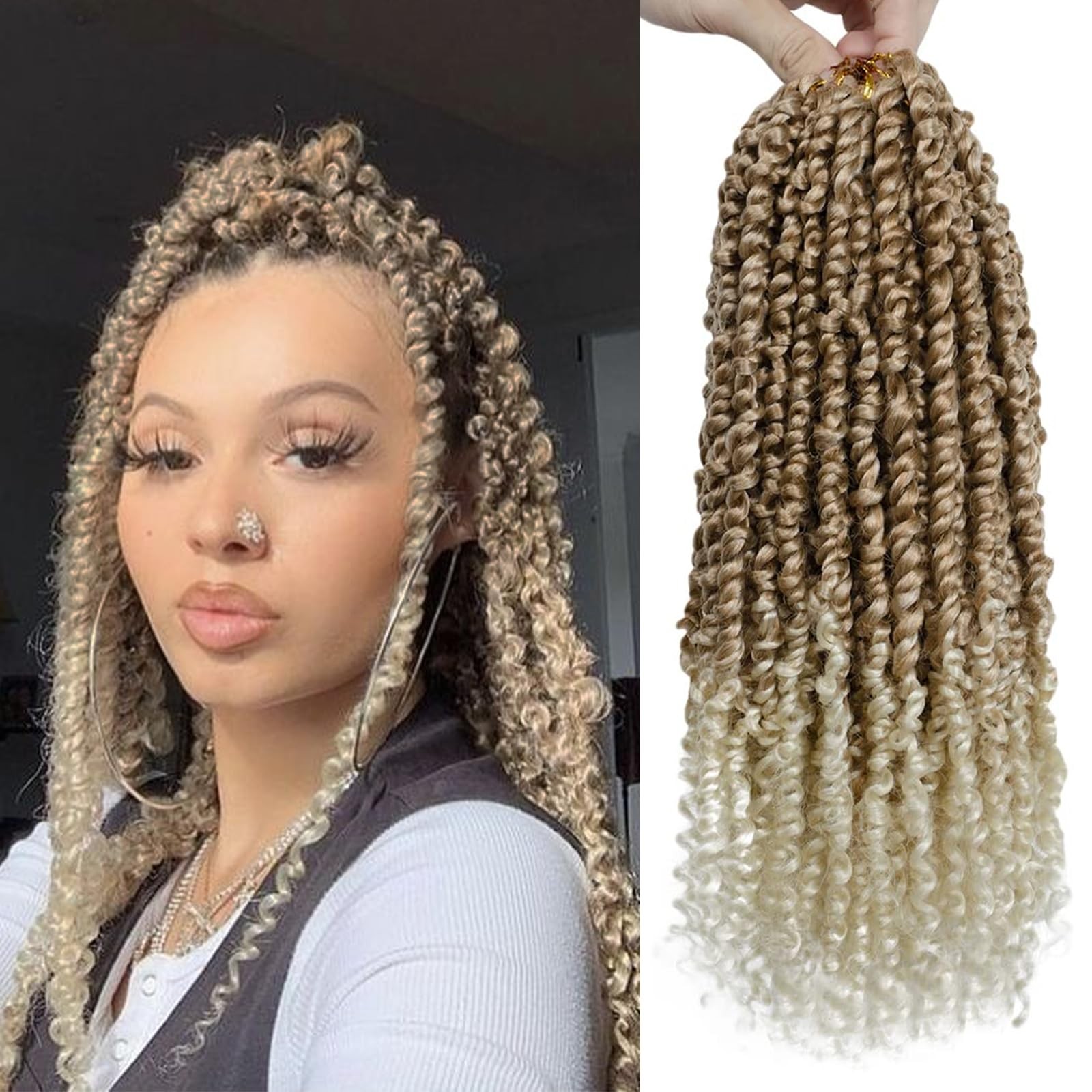 NAYOO Passion Twist Hair 16in Crochet Extensions 8 Packs T27/613