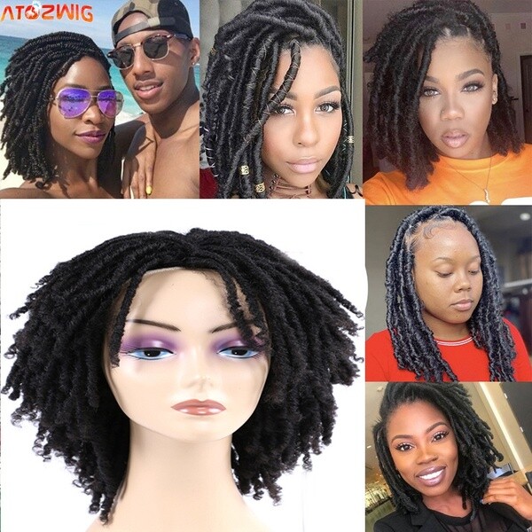 Dreadlock Wig Short Twist Wigs for Black Women Short Curly Braided Natural Black