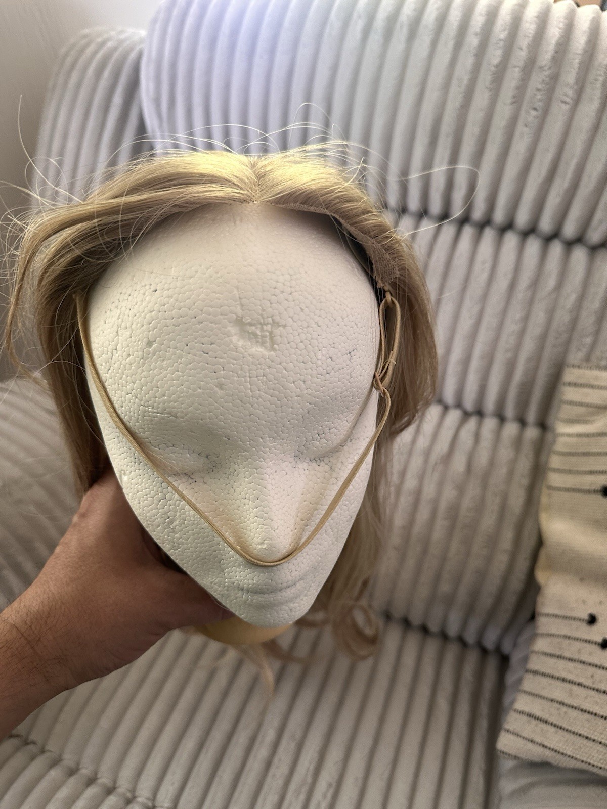 18 Inch Topper Wig With Clips & Strap Mixed Blonde With Highlights