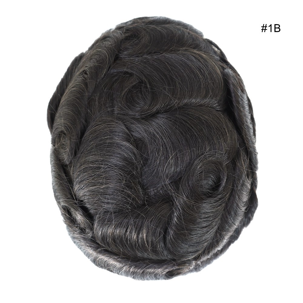 Toupee for Men Human Hair Replacement System Poly Skin Lace Center Hair Pieces