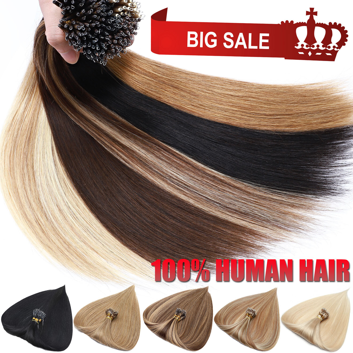 14″-24″ Nano Ring Hair Extensions Nano Bead 100% Real Remy Human Hair THICK 200S