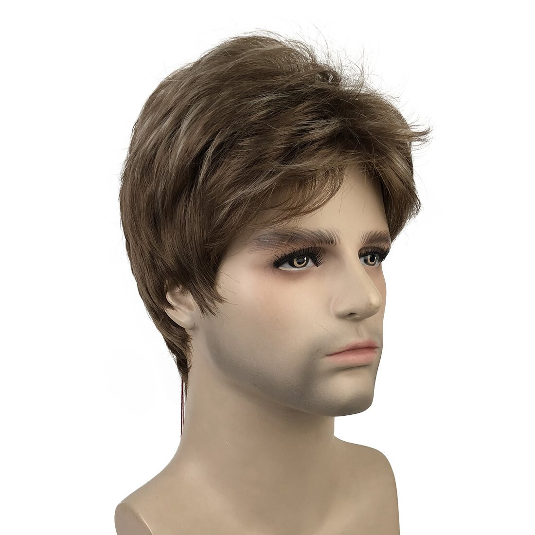 Mens Natural Short Straight Wigs Real Male Full Hair Wig Party Cosplay Toupee